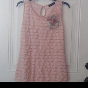 Pale Pink Sleeveless Ruffle Tank Size S
